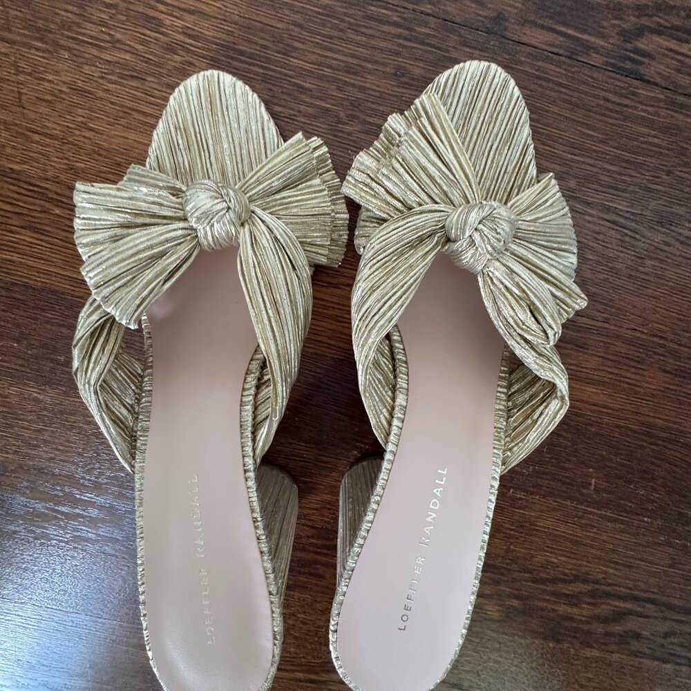 Loeffler Randall Brand New Size 12 Emilia Pleated Bow Heeled Sandals